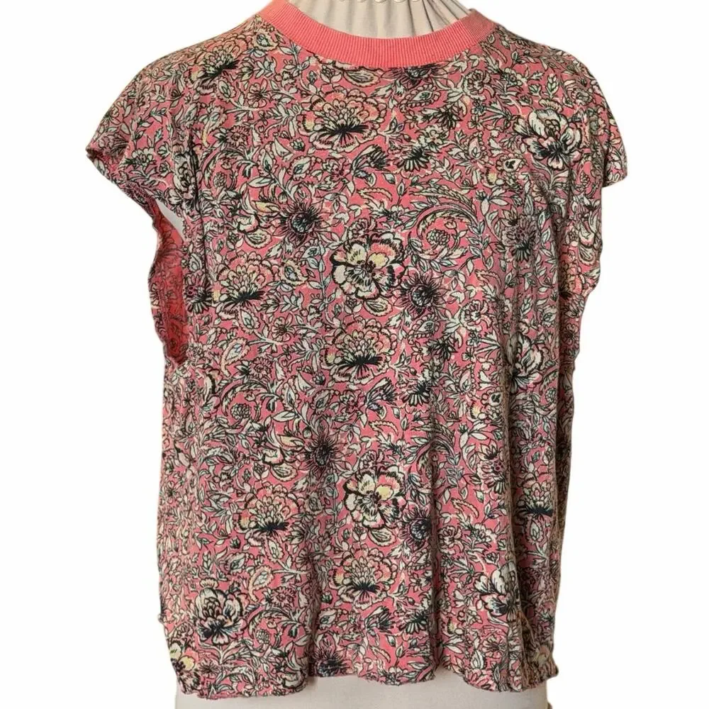 Free People FP Movement Poppy Dreams Tee | Floral Top | Coral Pink | Size S - Picture 3 of 9